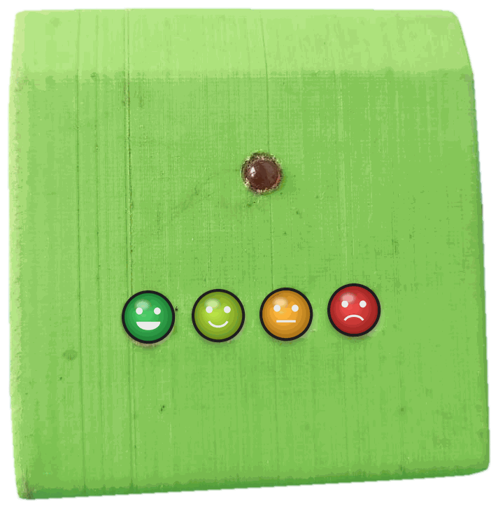 Ajvika Feedback Device with Excellent, Good, Normal and Bad rating buttons and a status LED